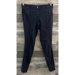 Equiline Navy Blue Schoeller Breeches Knee Patch Equestrian Riding Pants IT 42
